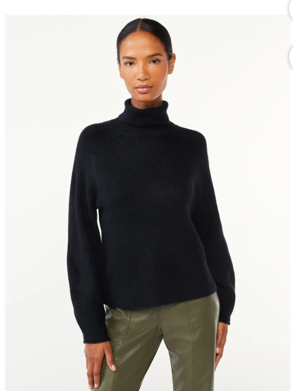 Scoop NYC Women’s Black Oversized Ribbed Turtleneck Sweater Size XL NWT